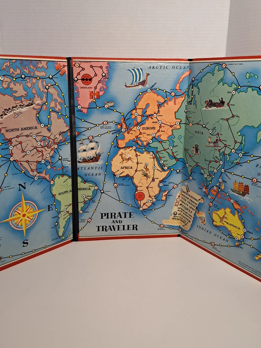 Vintage 1953 Milton Bradley Pirate & Traveler Board Game Complete Good Condition